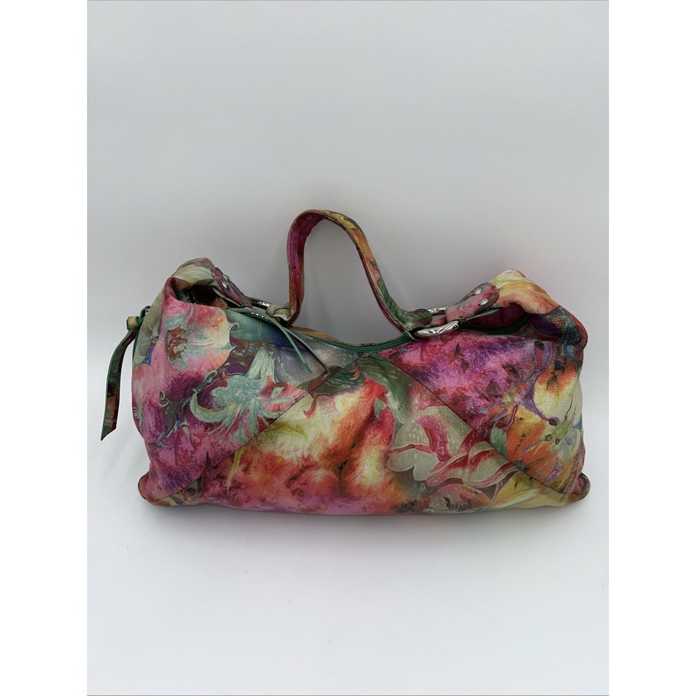 HTF HOBO International Summer Garden Painted Leather Slouchy Shoulder & Dust Bag - Picture 6 of 9